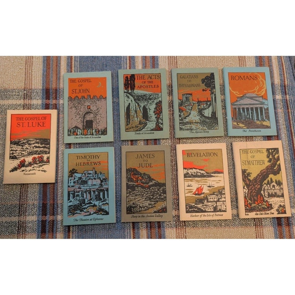 Lot Of 9 Antique 1920's Religious Pocket Bibles 4.5" All Original!